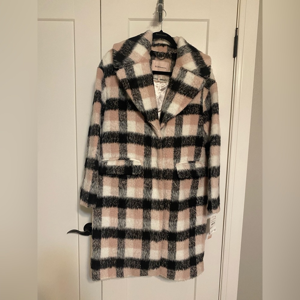 NWT BCBG Long Plaid Coat from Nordstrom Rack Size Medium